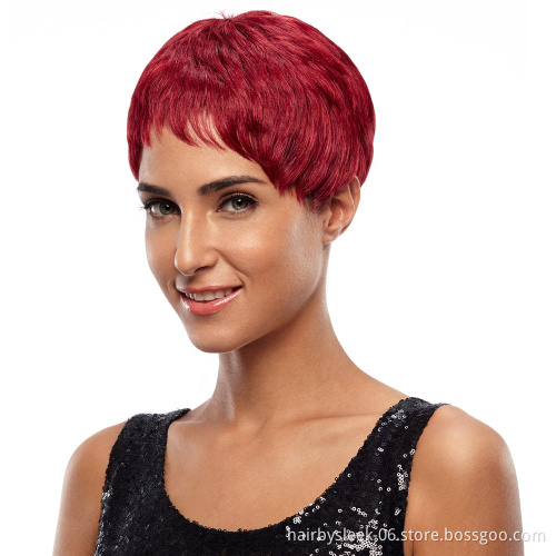 Noble Synthetic Short Wigs High Temperature Fiber 8 Inch Full Machine Made Wigs For Black Women 2 Colors Choice Heat Resistant